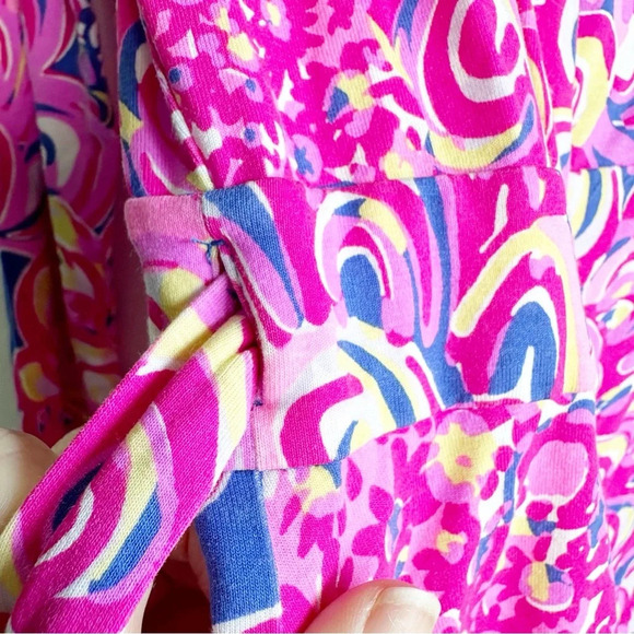 Lilly Pulitzer Karlie Wrap Front Romper Pink Multicolor Size XS Tie Front - Picture 3 of 9